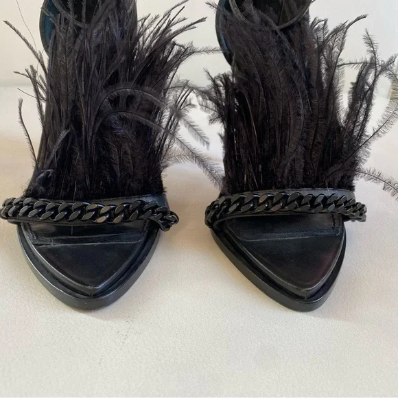 GIVENCHY Runaway Black Feathers Ankle Straps Heel sandals SZ 6/36 - Picture 6 of 13